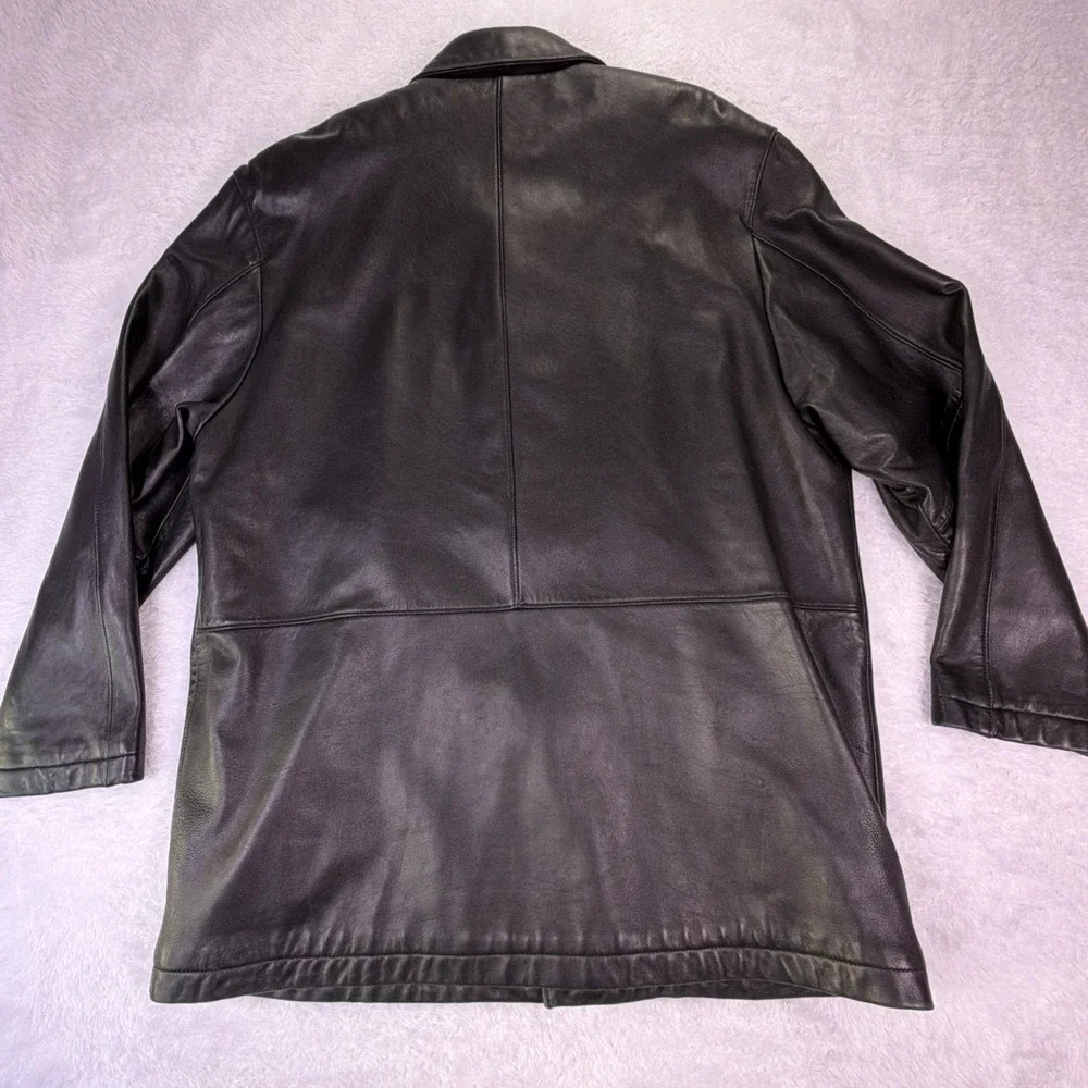 VTG Couture by J Park Men's Lambskin Leather Jacket Size XL Black FullZip Button